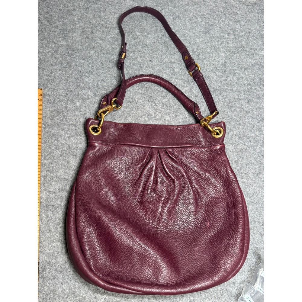 Marc Jacobs Classic Q Hillier Hobo Bag Purse Burgundy Leather - Picture 3 of 15